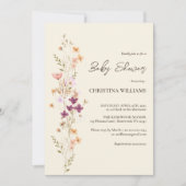 Invitation Elégant Baby shower Fleur sauvage Boho Beige Jaune (Devant)