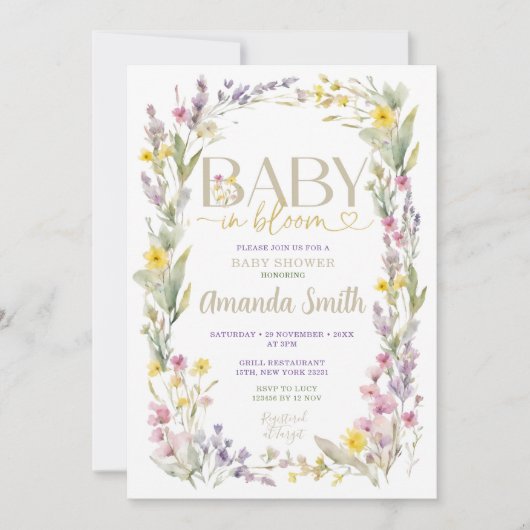 Invitation Élégant Baby shower Fleur sauvage coloré (Devant)