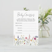Invitation Elégant Baby shower Fleur sauvage Guessing Game Ca (Debout devant)