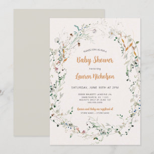 Invitation Élégant baby shower Fleur sauvage Petite