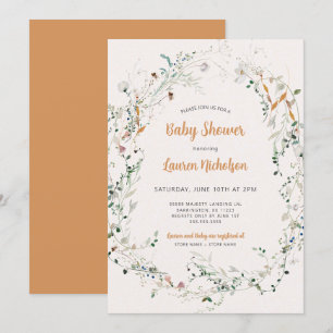 Invitation Élégant baby shower Fleur sauvage Petite