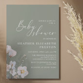 Invitation Élégant Baby shower Fleur sauvage Sage Green