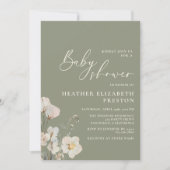 Invitation Élégant Baby shower Fleur sauvage Sage Green (Devant)