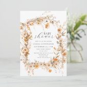 Invitation Élégant Baby shower floral automne (Debout devant)
