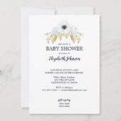 Invitation Elégant Baby shower floral bleu et blanc printemps (Devant)