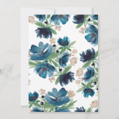 Invitation Elégant Baby shower floral bleu poussiéreux (Dos)