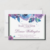 Invitation Élégant Baby shower Floral bleu violet clair (Devant)