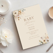 Invitation Elégant Baby shower Floral Boho