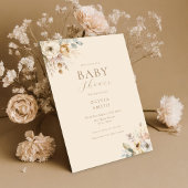 Invitation Elégant Baby shower Floral Boho