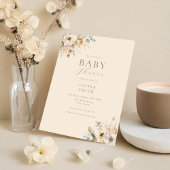 Invitation Elégant Baby shower Floral Boho