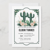 Invitation Elégant Baby shower Floral Boho Moderne Cactus (Devant)