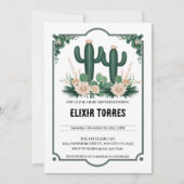 Invitation Elégant Baby shower Floral Boho Moderne Cactus (Devant)