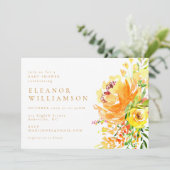 Invitation Elégant Baby shower floral d'aquarelle jaune (Debout devant)