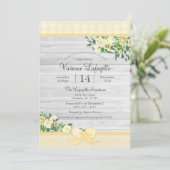 Invitation Élégant Baby shower floral En vichy jaune (Debout devant)