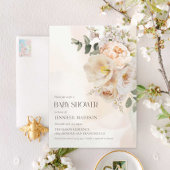 Invitation Élégant Baby shower Floral Eucalyptus