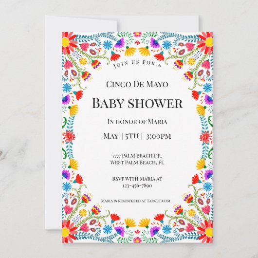 Invitation Élégant Baby shower Floral Mexicain Cinco De Mayo (Devant)