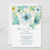 Invitation Elégant Baby shower Floral Mint & Gold (Devant)