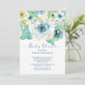 Invitation Elégant Baby shower Floral Mint & Gold (Debout devant)