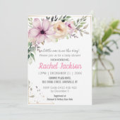 Invitation Elégant Baby shower Floral Peinture Botanique (Debout devant)