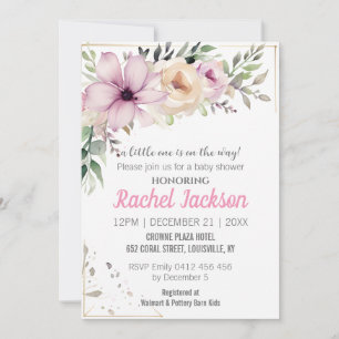Invitation Elégant Baby shower Floral Peinture Botanique