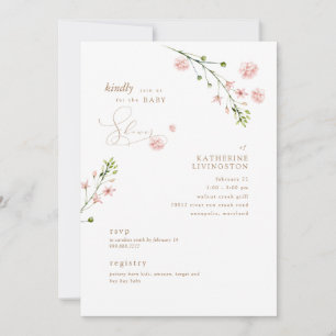 Invitation Elégant Baby shower floral rose