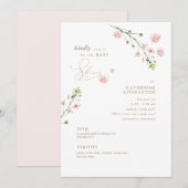 Invitation Elégant Baby shower floral rose (Devant / Derrière)