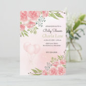 Invitation Élégant Baby shower Floral rose (Debout devant)