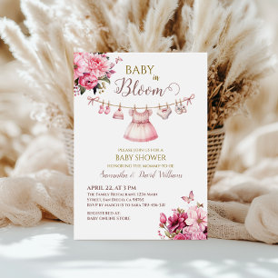 Invitation Élégant Baby shower Floral rose