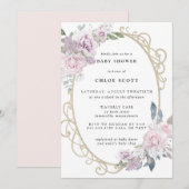 Invitation Élégant Baby shower Floral rose violet (Devant / Derrière)