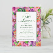 Invitation Élégant Baby shower floral vert tropical (Debout devant)