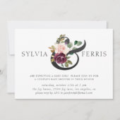 Invitation Élégant Baby shower floral violet fille (Devant)