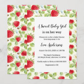 Invitation Élégant Baby shower fraise (Devant / Derrière)