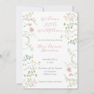 Invitation Elégant Baby shower frontalier Fleur sauvage aquar
