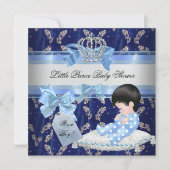 Invitation Elégant Baby shower Garçon Bleu Petit Prince Couro (Devant)