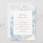 Invitation Elégant Baby shower Garçon de Agate Blue Gold (Devant)
