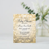 Invitation Elegant Baby Shower Gold Glitter Lights (Debout devant)