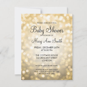 Invitation Elegant Baby Shower Gold Glitter Lights