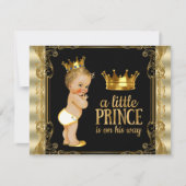 Invitation Elégant Baby shower Gold Prince (Devant)