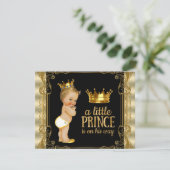 Invitation Elégant Baby shower Gold Prince (Debout devant)