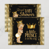 Invitation Elégant Baby shower Gold Prince (Devant / Derrière)