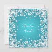 Invitation Élégant Baby shower Hiver Étincelant Turquoise (Dos)