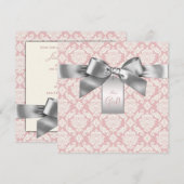Invitation Elégant Baby shower ivoire et rose Damas (Devant / Derrière)