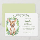 Invitation Elégant Baby shower Kangaroo Aquarelle Cute (Devant / Derrière)