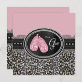 Invitation Élégant Baby shower léopard rose (Devant / Derrière)