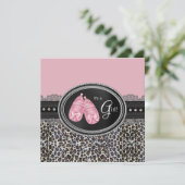 Invitation Élégant Baby shower léopard rose (Debout devant)