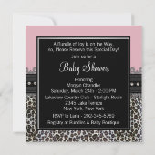 Invitation Élégant Baby shower léopard rose (Dos)