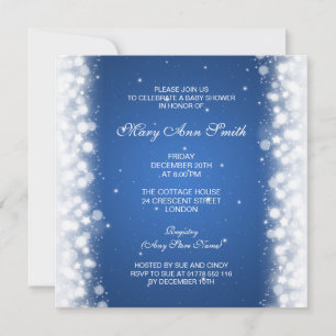 Invitation Elegant Baby Shower Magic Sparkle Blue