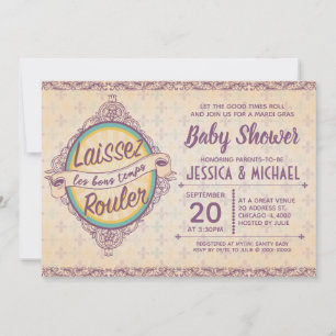 Invitation Elégant Baby shower Mardi Gras de la Nouvelle-Orlé