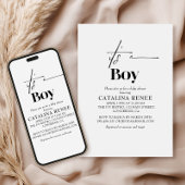 Invitation Élégant Baby shower minimaliste blanc