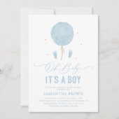 Invitation Élégant Baby shower moderne Blue Boy (Devant)